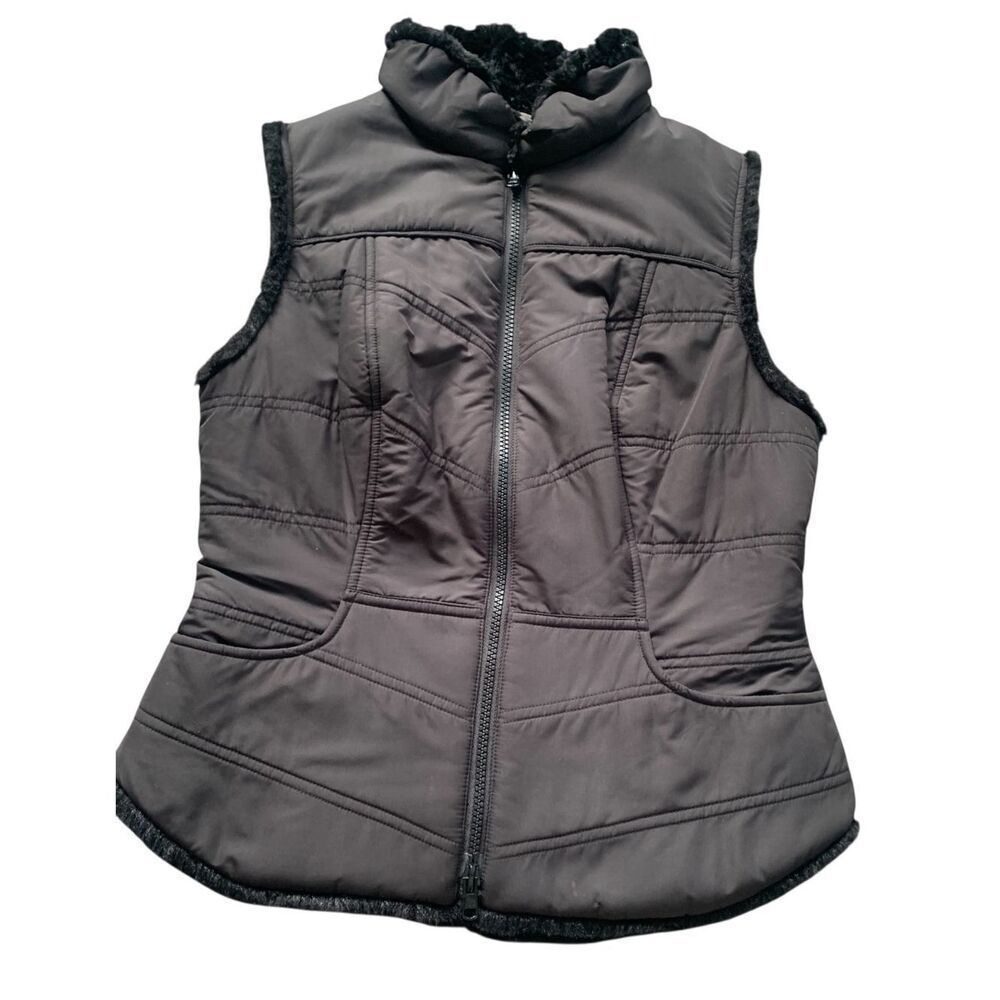 NEW CAbi #698 Faux Fur Black Layering Outdoor VEST JACKET sz S